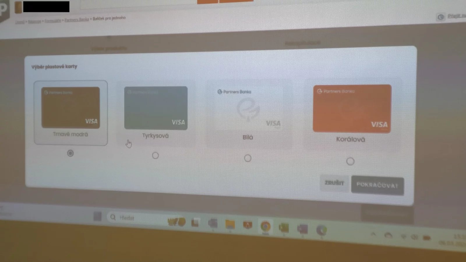 Výběr platební karty na schůzce s poradcem Partners. (14. 3. 2024)