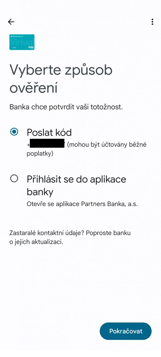 Přidání platení karty Partners Banky do Google Pay. (14. 3. 2024)