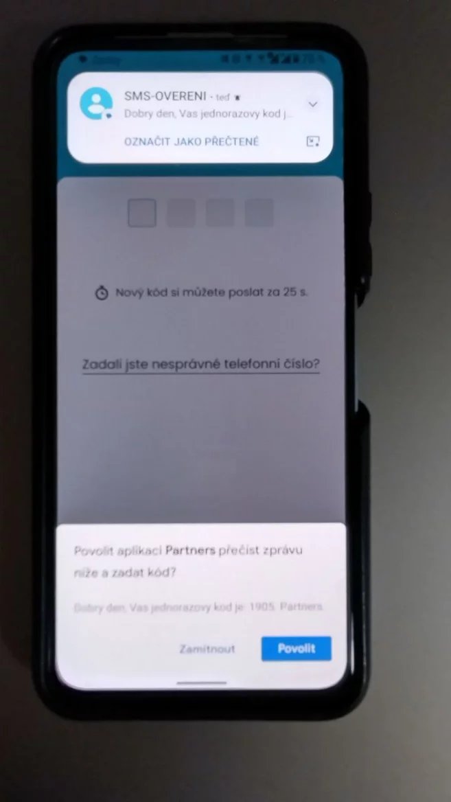 Aktivace: Ověření mobilního čísla přes kód v SMS. (14. 3. 2024)