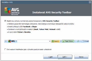 <p>Během instalace může zvolit, zda chcete instalovat speciální Toolbar či ne</p>