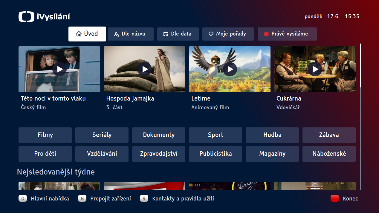 HbbTV iVysílání České televize 2019