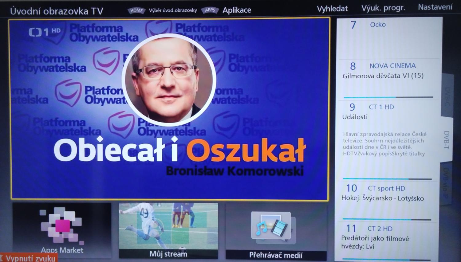 Panasonic Smart Viera - domácí obrazovka.