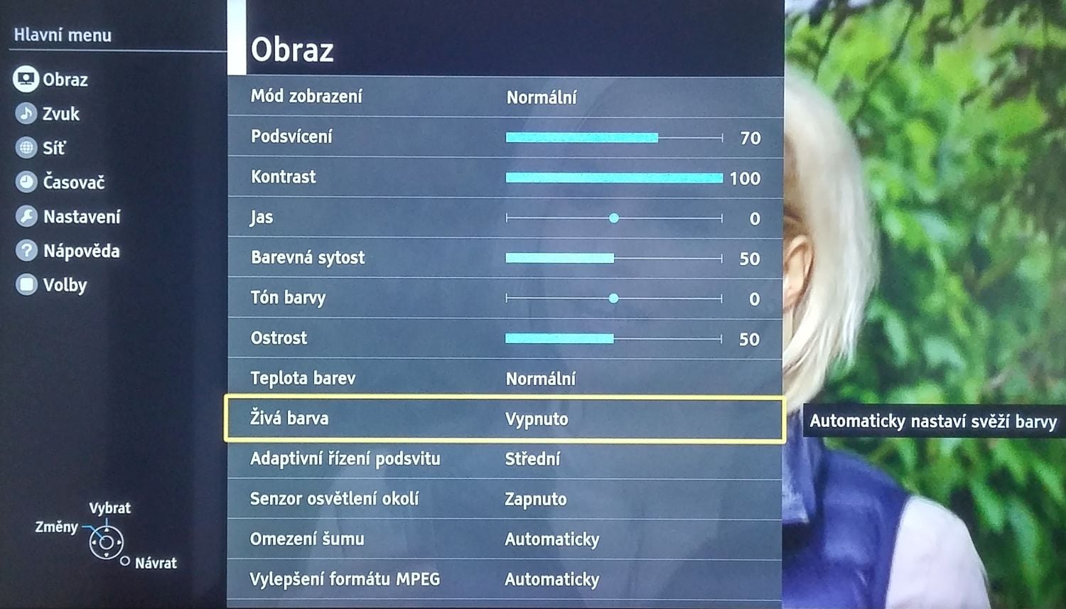 Panasonic TX-DX600 - menu nastavení