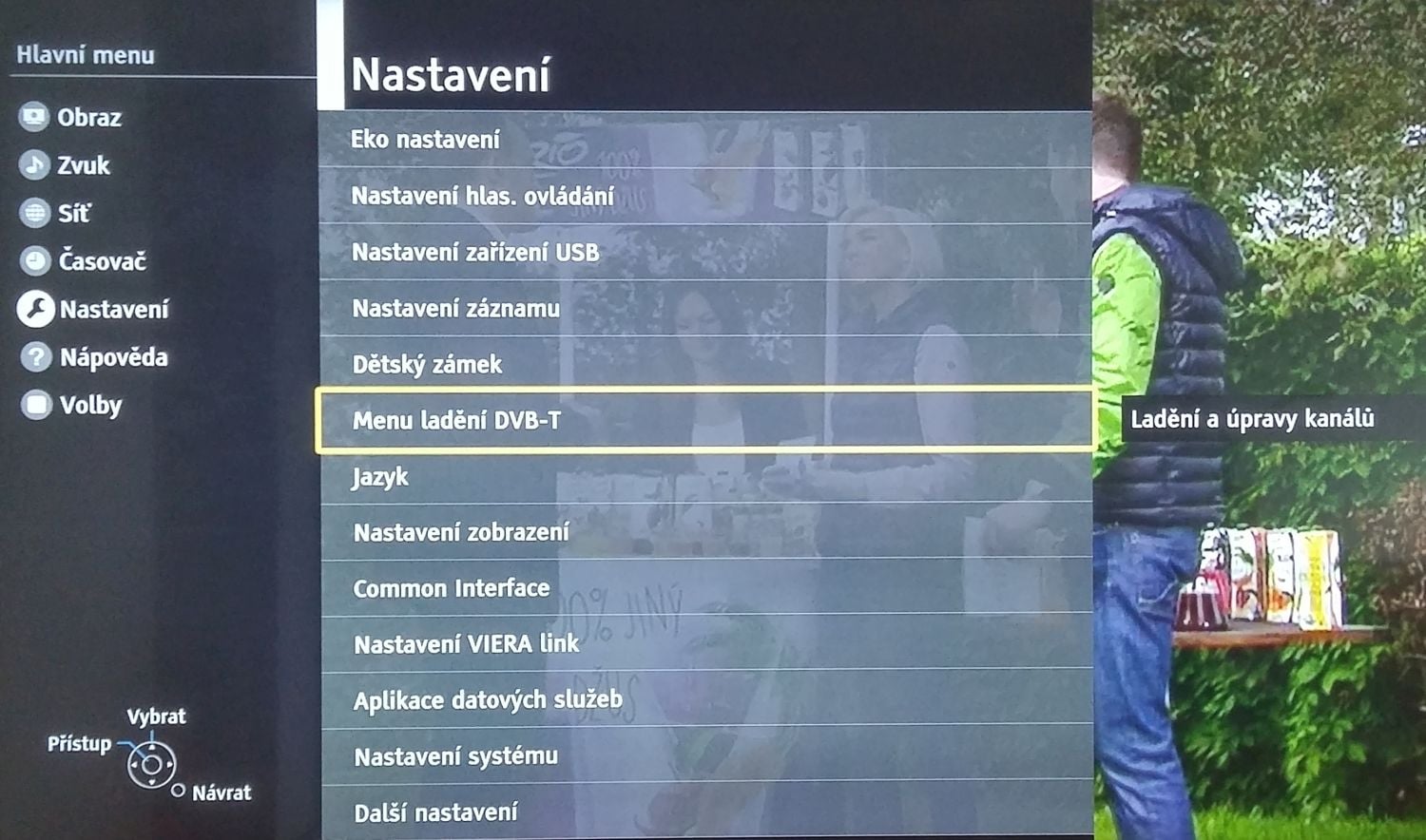 Panasonic TX-DX600 - menu nastavení