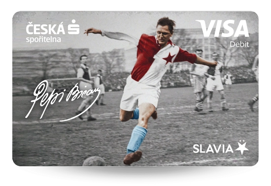 Autor: Česká spořitelna a. s. Virtuální co-brandová karta České spořitelny a pražské fotbalové Slavie s motivem "Legenda Pepi Bican". (07/2024)