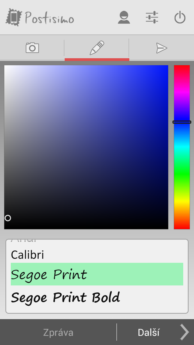 Zvolit si můžete také barvu písma.