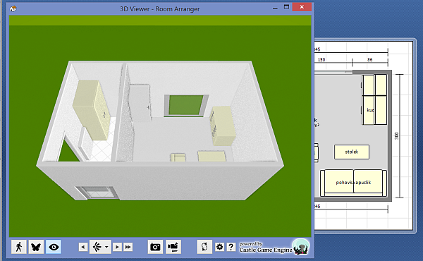 Krok 9: vytvoření 3D náhledu je rychlé a představuje kliknutí na jednu volby v menu. Nic dodatečného není třeba instalovat, což je proti předchozím verzích Room Arrangeru obrovský krok kupředu.