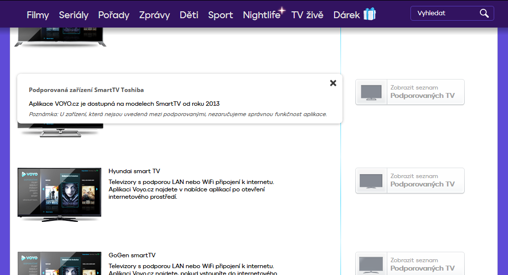 Voyo - kompatibilita s TV, 21.12.2017