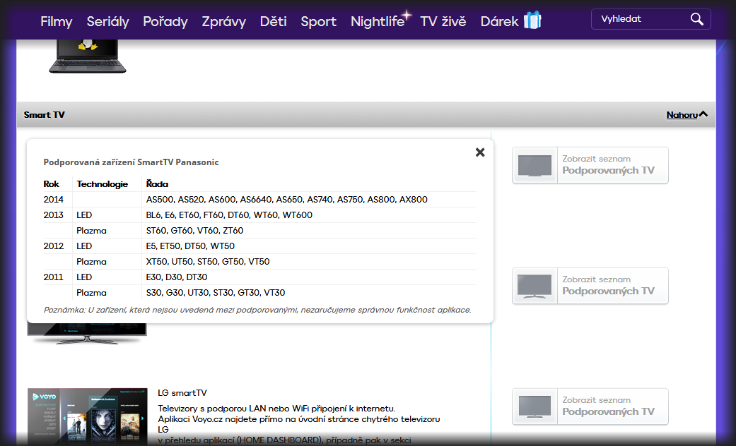 Voyo - kompatibilita s TV, 21.12.2017