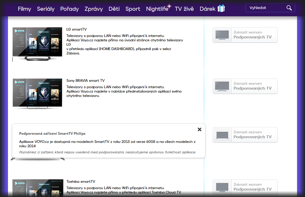 Voyo - kompatibilita s TV, 21.12.2017