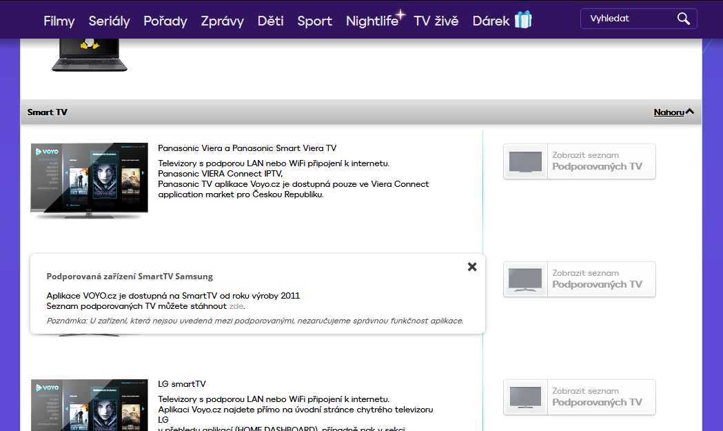 Voyo - kompatibilita s TV, 21.12.2017