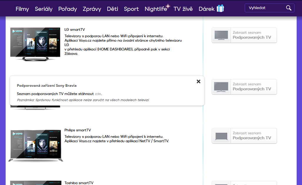 Voyo - kompatibilita s TV, 21.12.2017