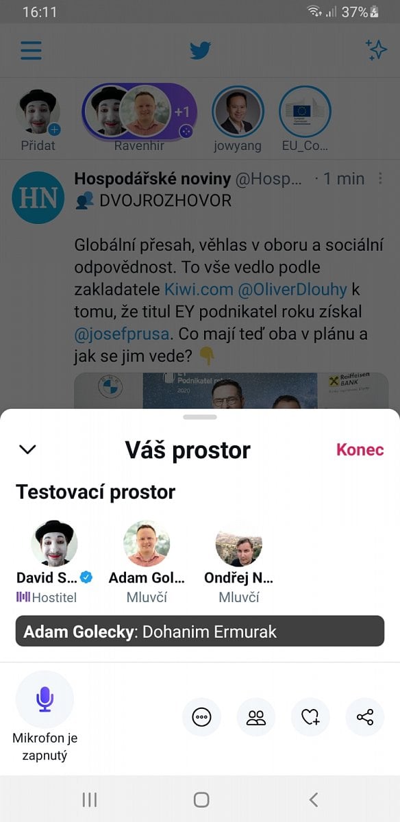Co umí a jak vypadají Twitter Spaces (Prostory)