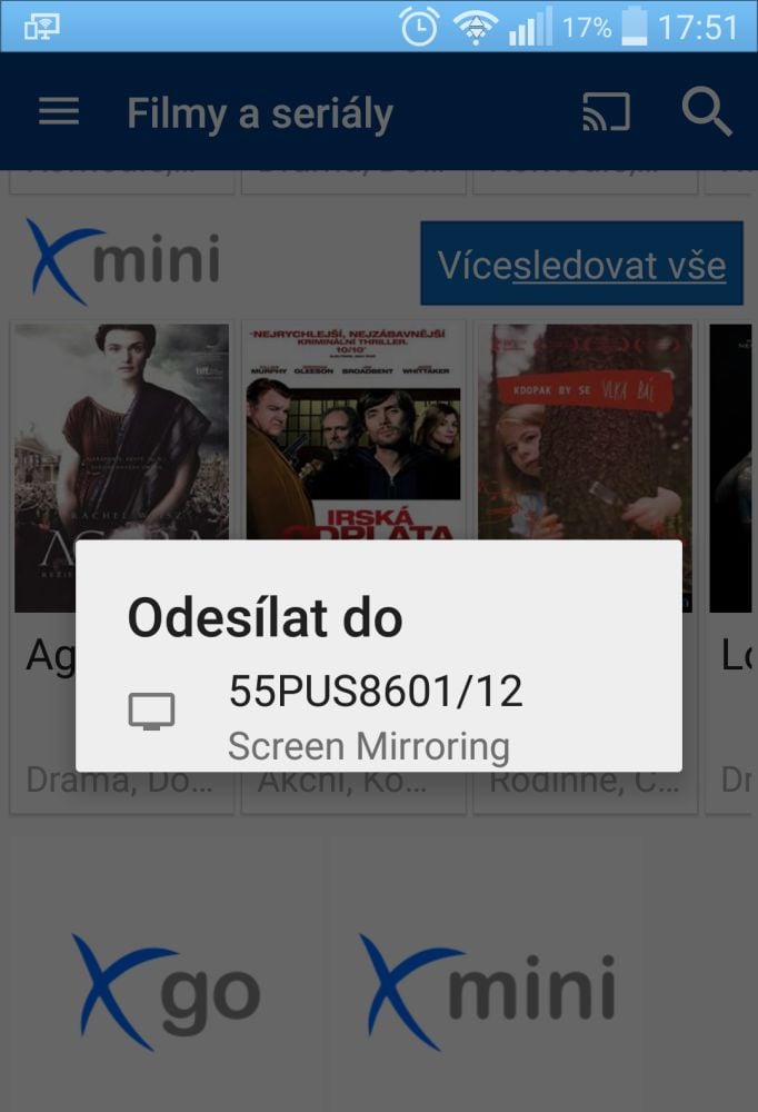 Televizor Philips s o. s. Android TV byl sice aplikací odhalen, ale nepřipojila se k němu.