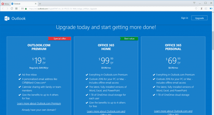 Bude Outlook.com Premium dostupný též v ceně Office 365?