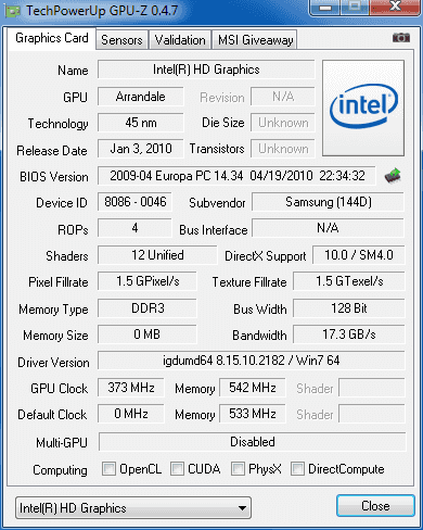 GPU-Z Intel