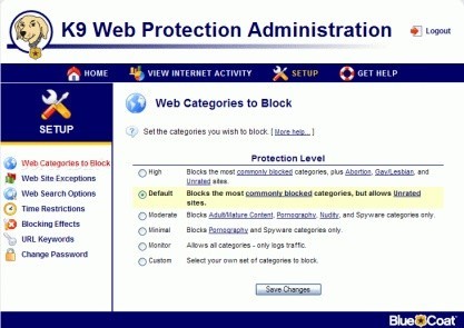 K9 Web Protection zvládá blokovat webové stránky