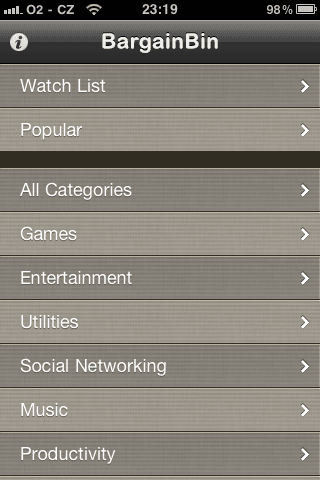 <p>Seznam kategorií aplikací kopíruje App Store</p>