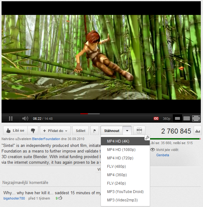 Chrome YouTube Dowloader - stáhněte video rovnou při jeho sledování