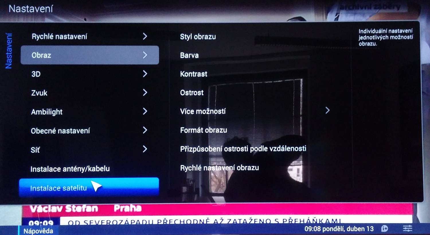 Philips 65PUS9809 - menu nastavení