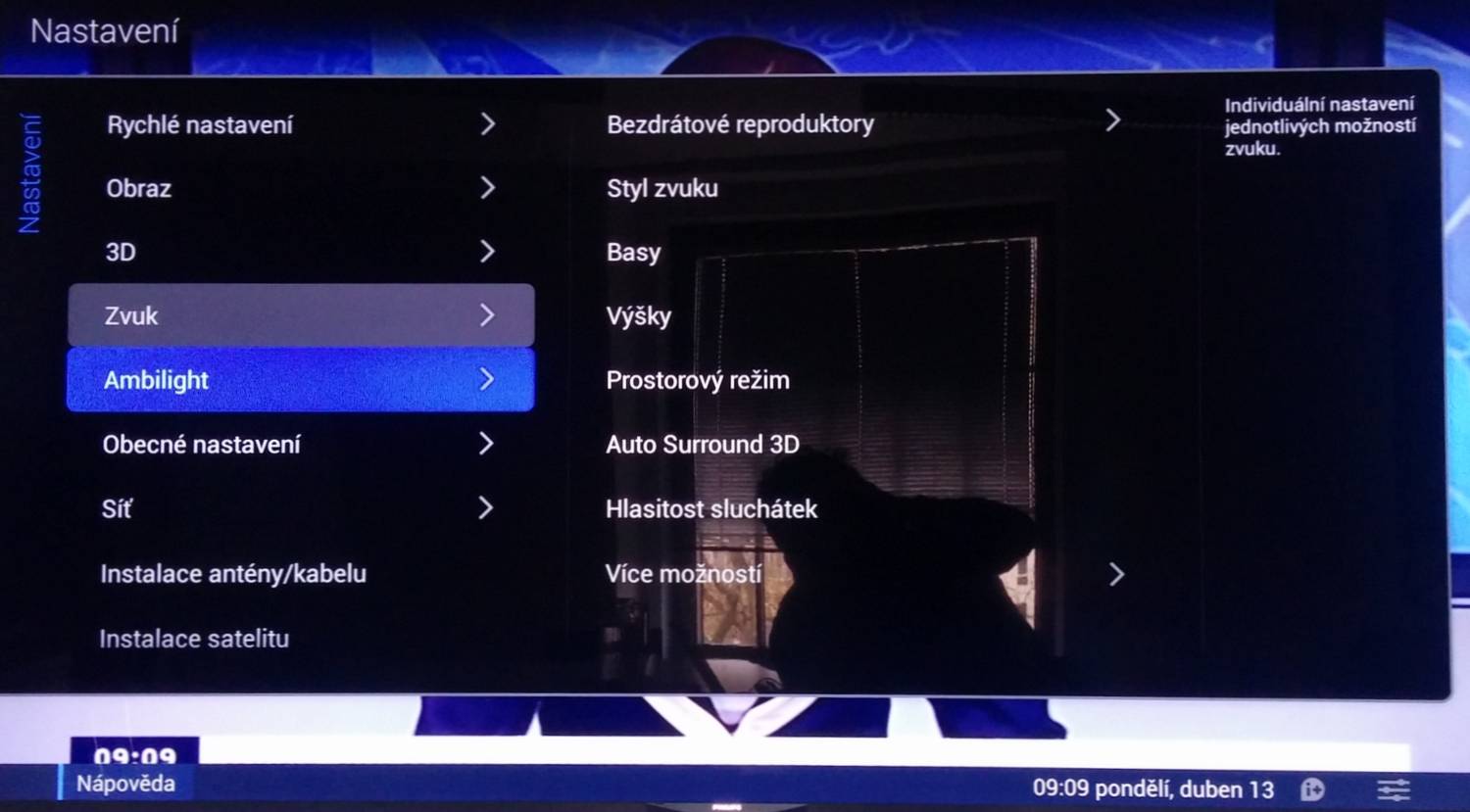 Philips 65PUS9809 - menu nastavení
