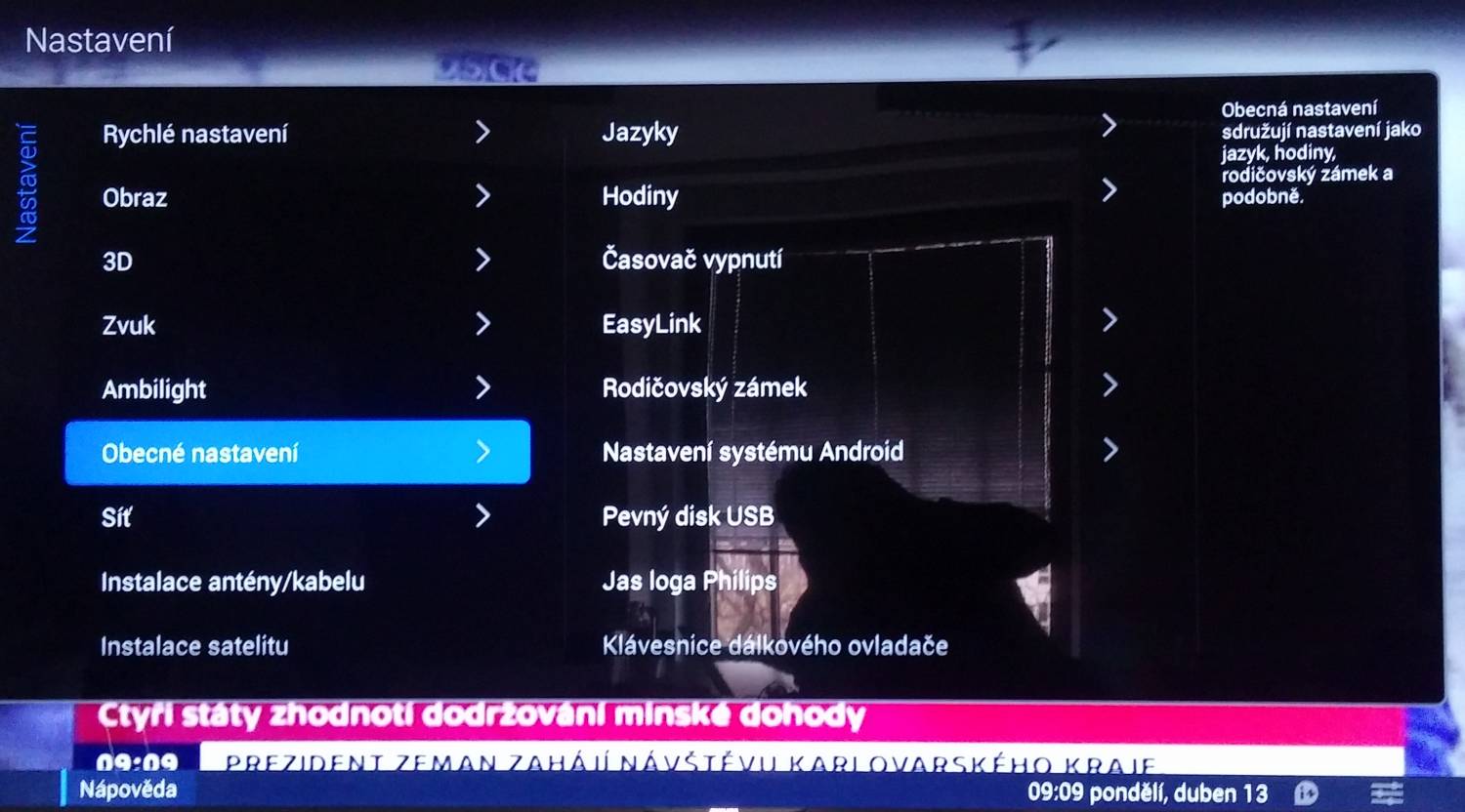 Philips 65PUS9809 - menu nastavení