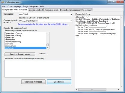 WMI Code Creator je užitečným nástrojem pro IT pracovníky