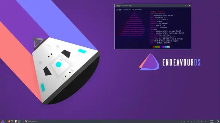 EndeavourOS 22.1 se správcem oken Worm