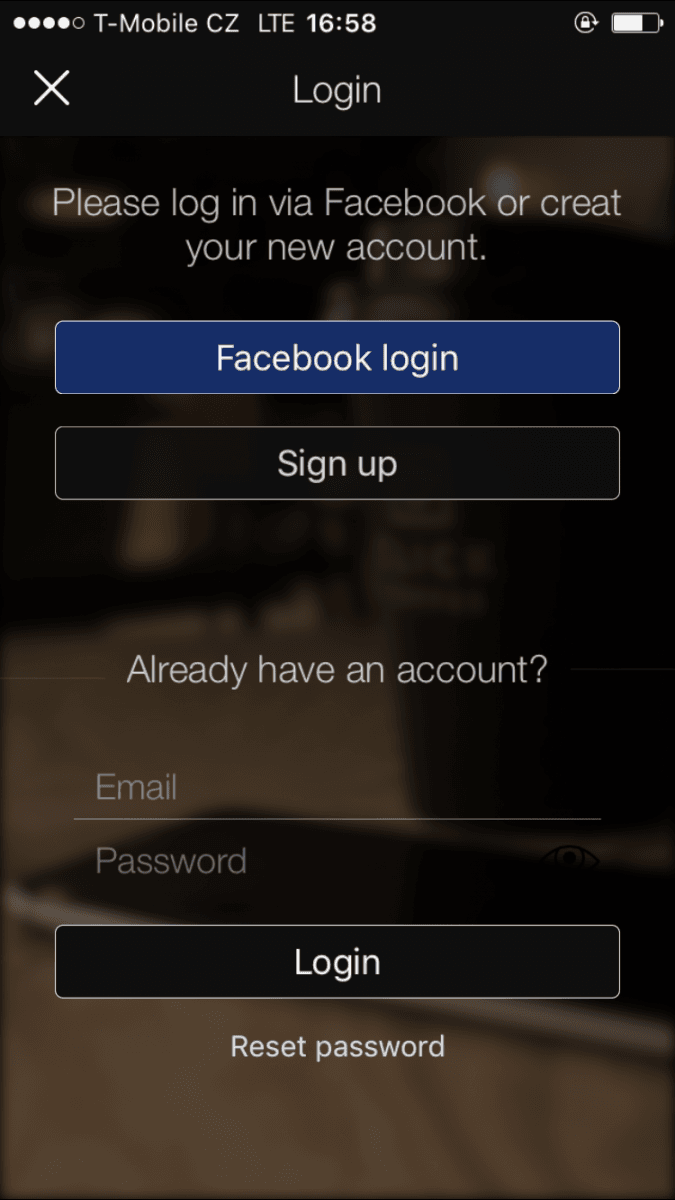 Možnosti přihlášení.
