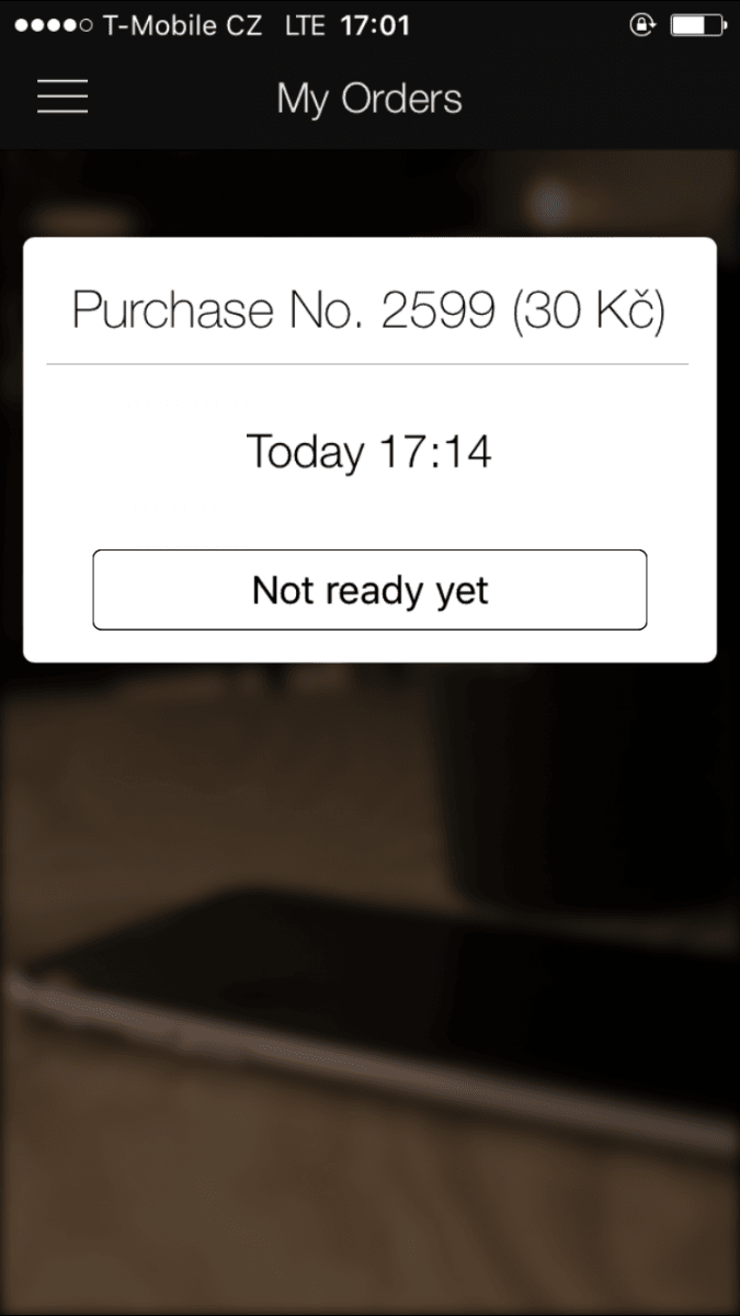 Informace o stavu objednávky, aplikace na změny upozorňuje.