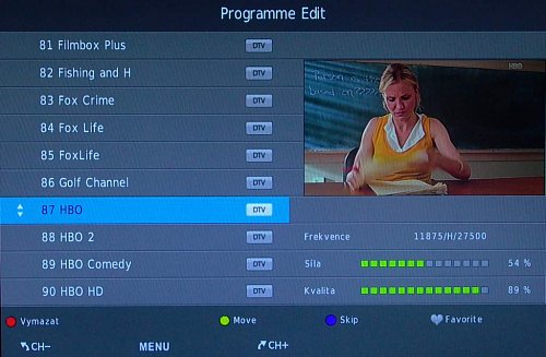 Třídění kanálů je děláno výborně, ať už v DVB-T nebo v DVB-S. To druhé bývá občas komplikované i u velkých značek.