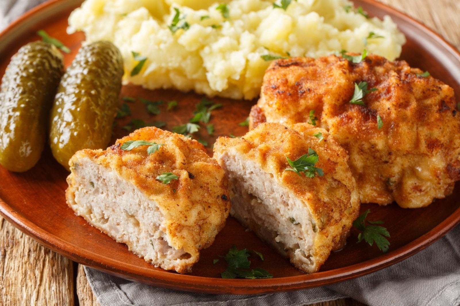 Holandský řízek s kaší