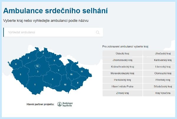 Autor: Vitalia.cz/ČKS Mapa ambulancí pro pacienty se srdčením selháním