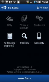 Aplikace Smartbanking od Fio banky pro Android.