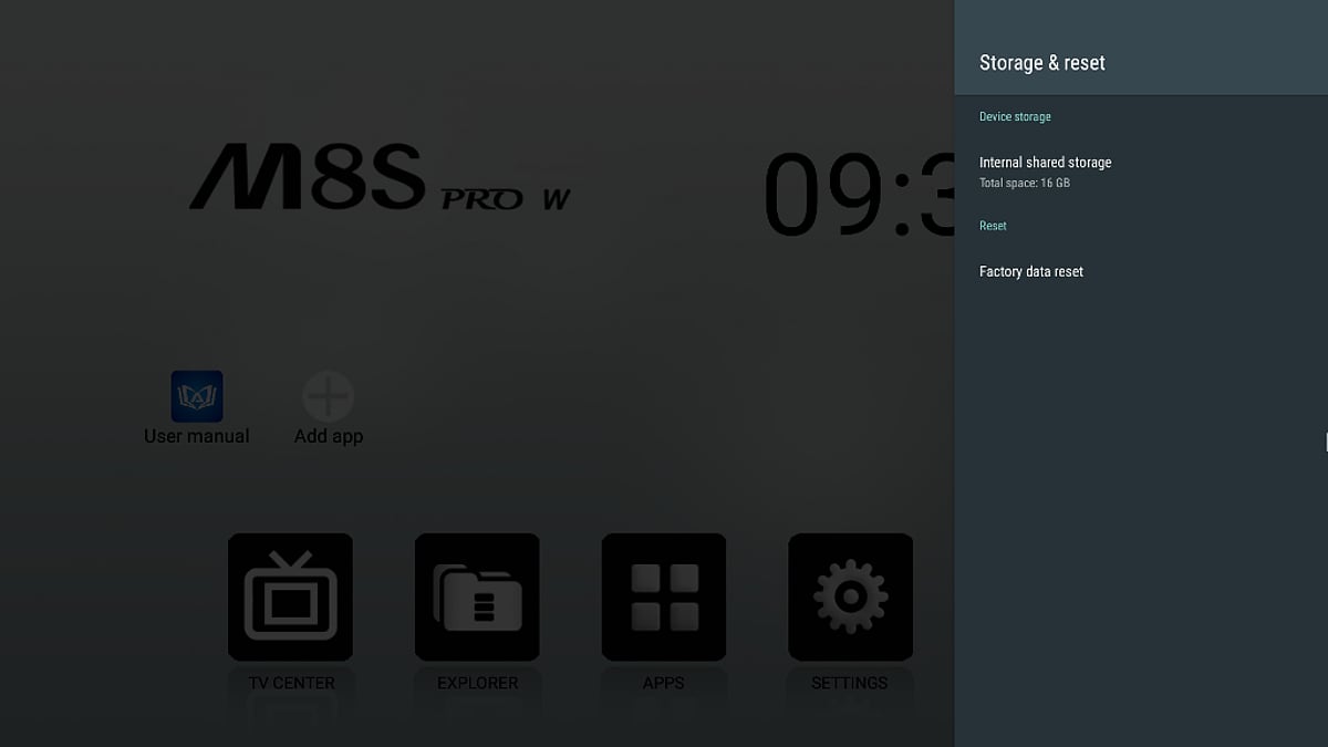 Mecool M8S Pro W - Ovládací menu a GUI