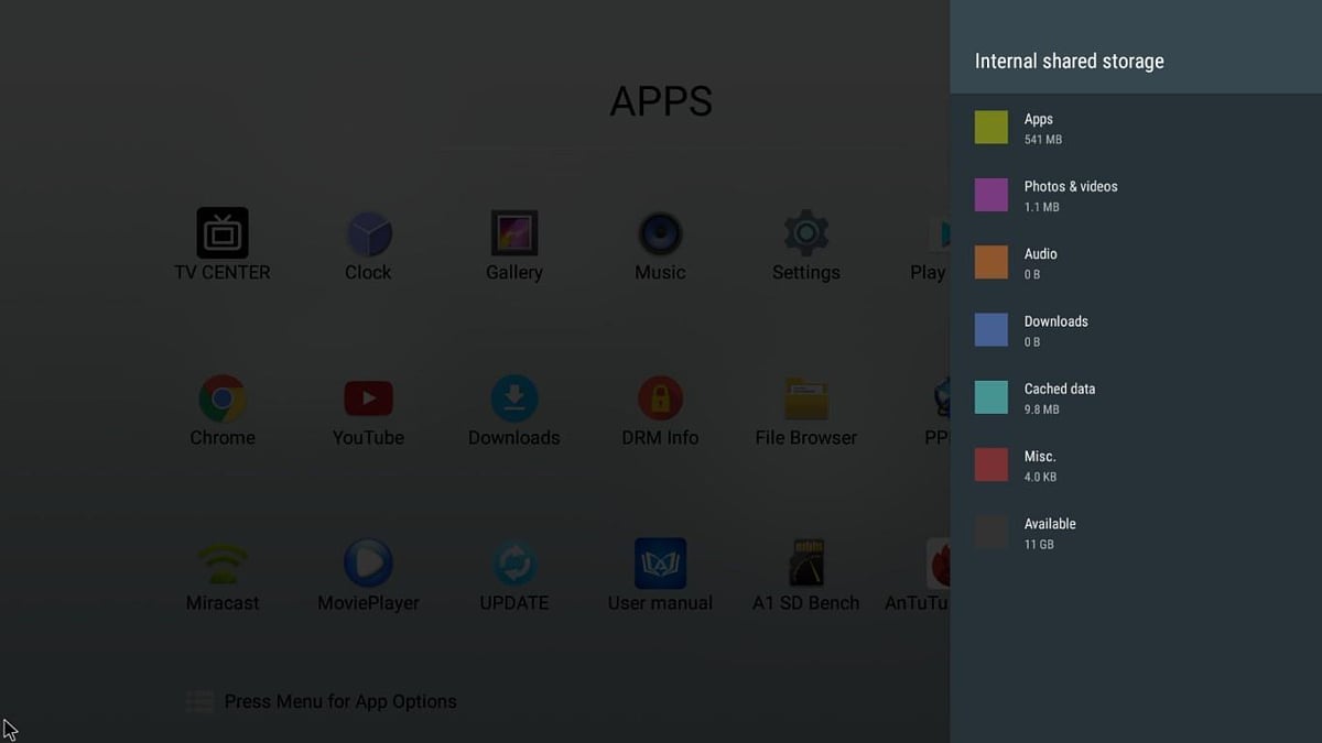 Mecool M8S Pro W - Ovládací menu a GUI