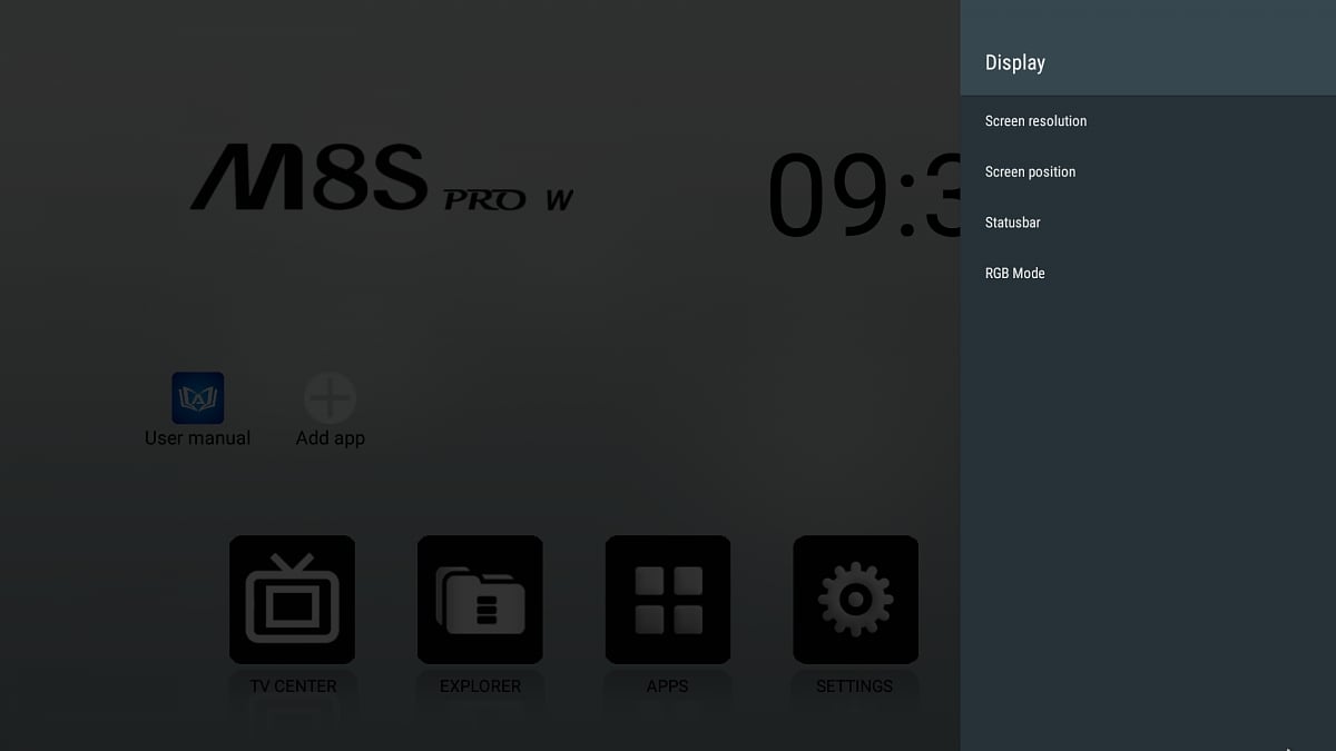 Mecool M8S Pro W - Ovládací menu a GUI