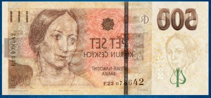 500 Kč, rub, podsvícená bankovka