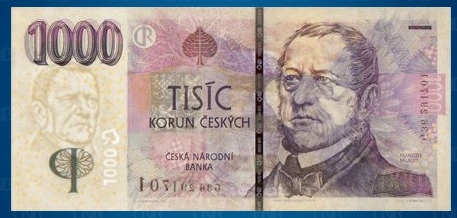 1000 Kč, líc, podsvícená bankovka