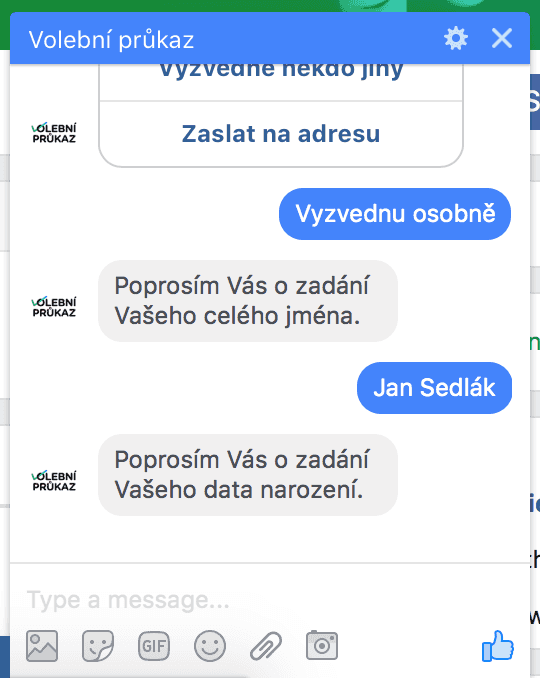 Chatbot Volební průkaz