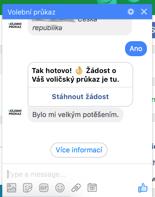 Chatbot Volební průkaz