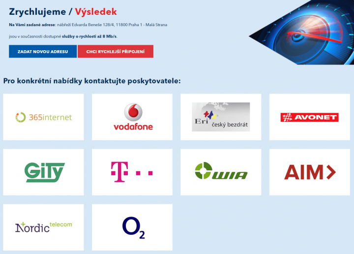 Na webu Cetinu si můžete ověřit nejvyšší dosažitelnou rychlost xDSL