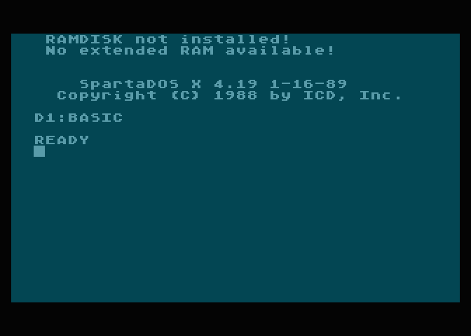 Po přechodu do Atari BASICu je nyní možné používat zařízení D1: (až teoreticky D8:).