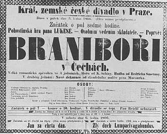 Vývěska k premiéře opery Braniboři v Čechách, 1866