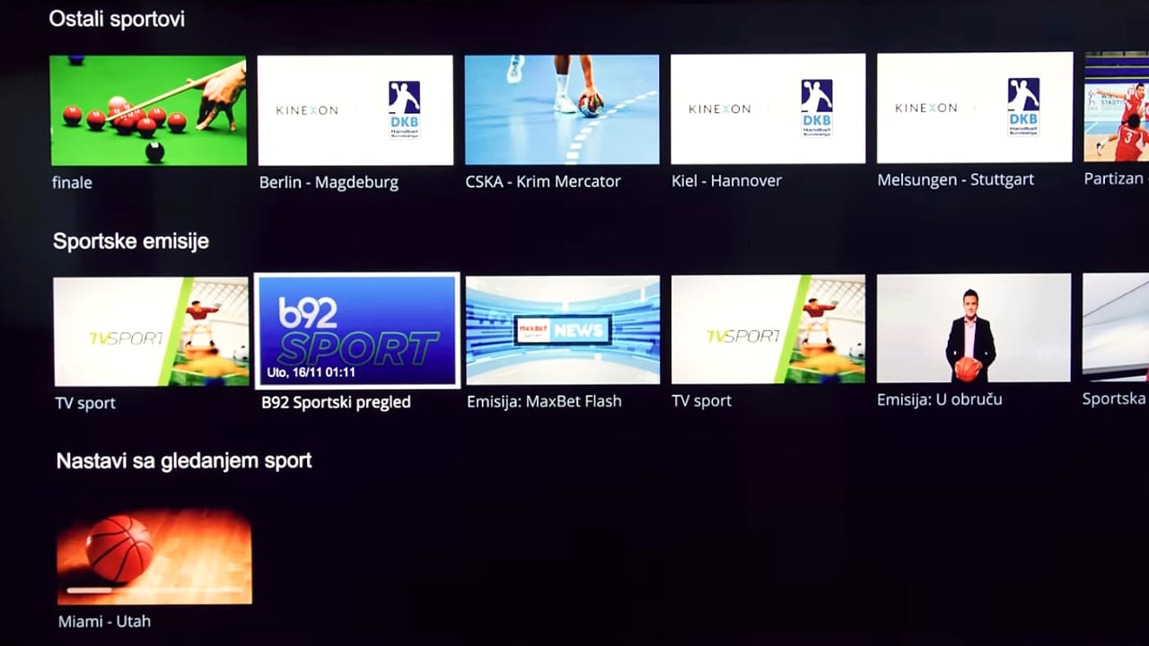 Sekce dle typu pořadu