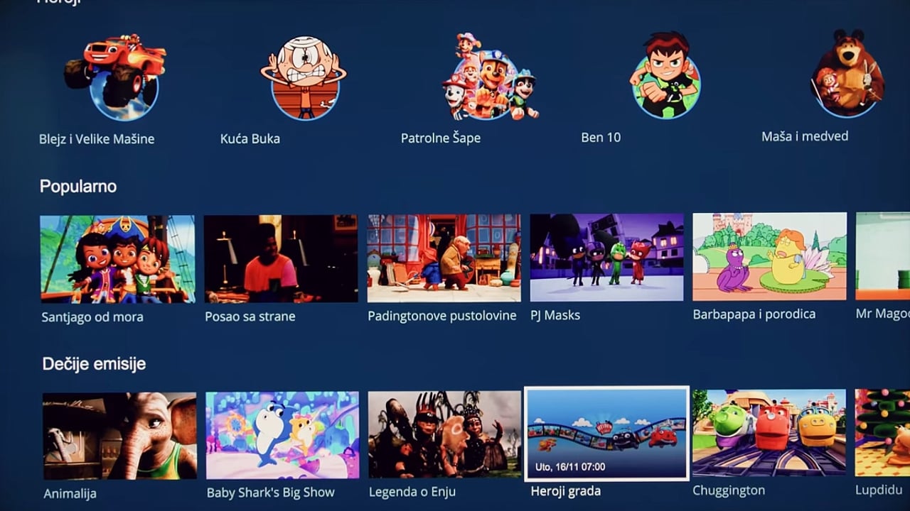 Sekce dle typu pořadu