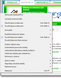 <p>Nabídka IE7Pro po stisknutí klávesové zkratky Ctrl + ;</p>