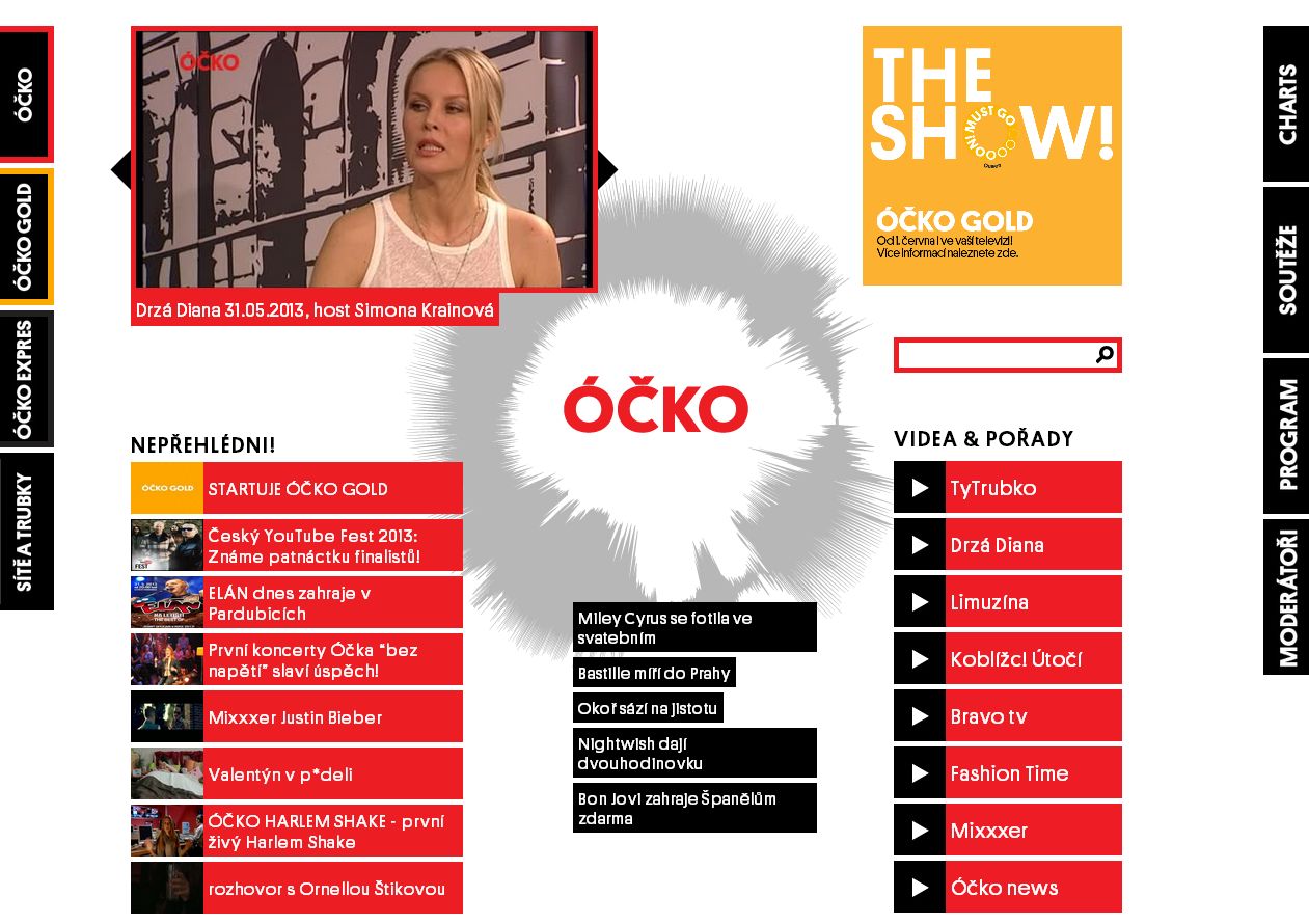 Nová podoba hlavní webové stránky hudební televize Óčko
