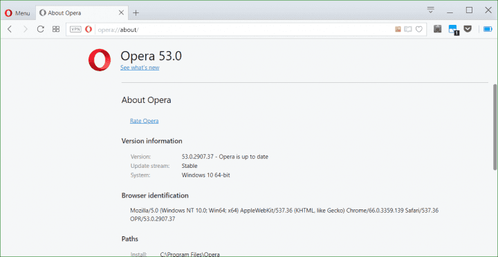 Opera 53 toho mnoho nenabízí,. To platí zvlášť pro variantu pro Windows