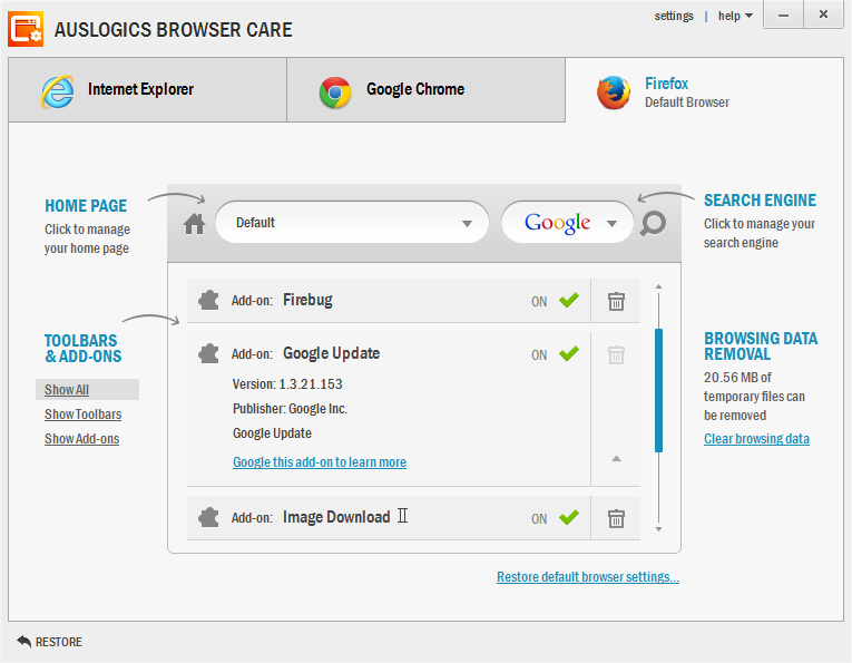 Auslogics Browser Care